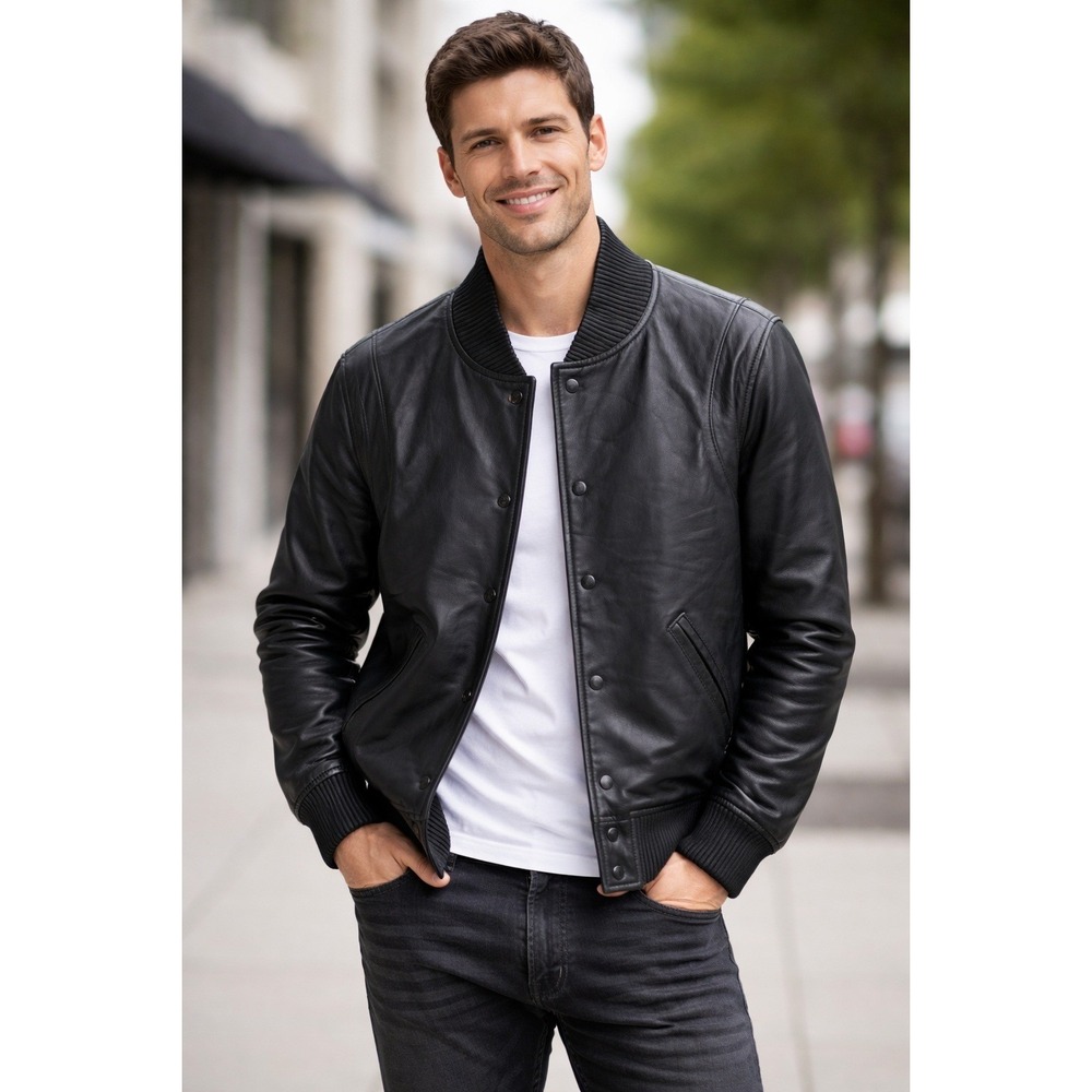 L'Assemblage du Cuir Bomber Jacket Mens L EU 52 Butter Soft Premium Leather Blk